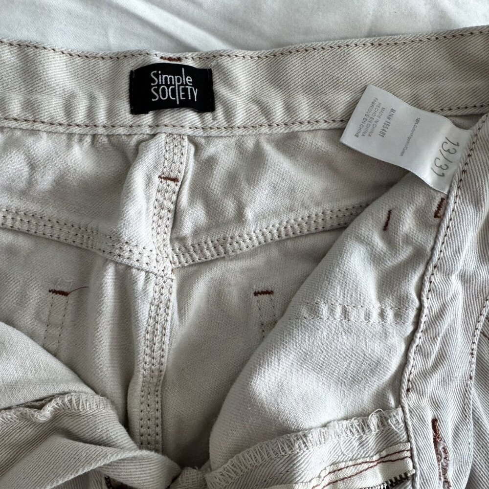 Simple Society Size 13 Women's Beige Carpenter Style Straight Leg Jeans with Uti - Picture 5 of 5